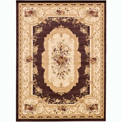 Elegant Versailles Brown 9' x 12' Synthetic Rectangular Rug