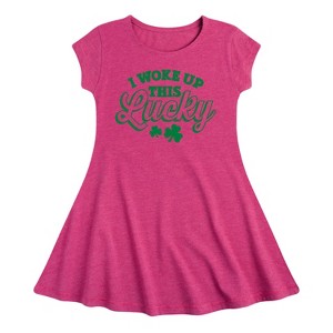 Girls' - Instant Message - St. Patrick's Day I Woke Up This Lucky Fit & Flair Cap Sleeve Dress - 1 of 2