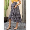 BLUEMING Maternity Skirts Floral High Low Hemline Dress Elastic Waist High Rise Tiered Maxi Skirts Flounce Long Skirts - 2 of 4