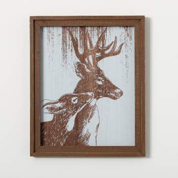 Deer With Fawn Wall Art Multicolor 22.25"H Wood