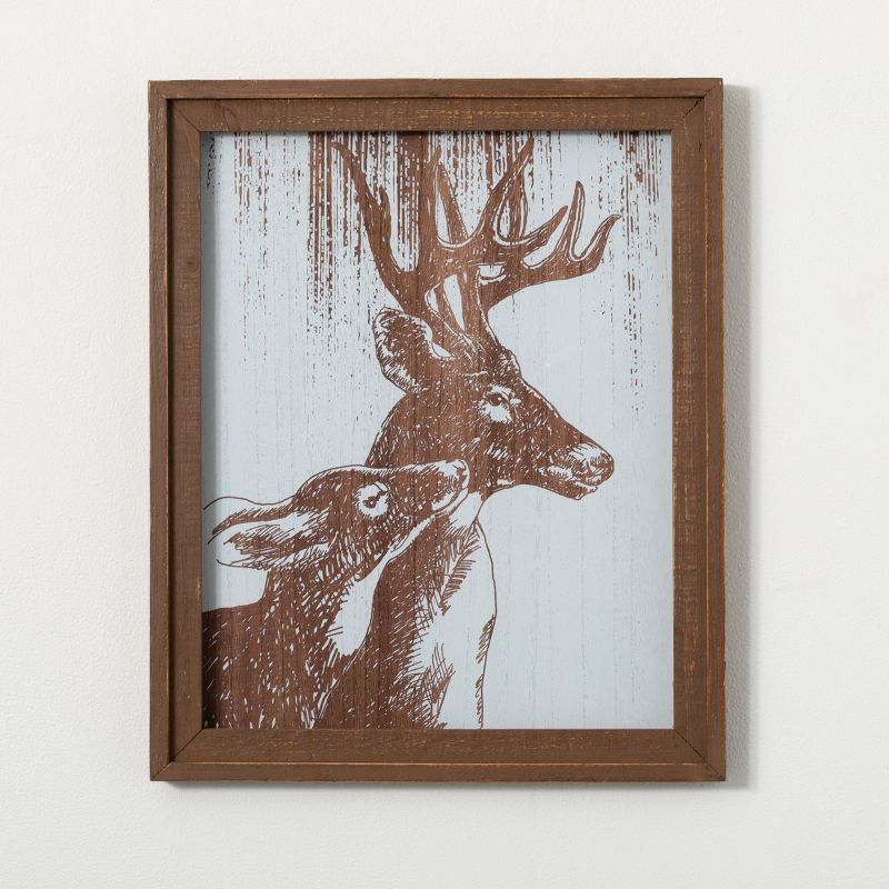 Deer With Fawn Wall Art Multicolor 22.25"H Wood, 1 of 5
