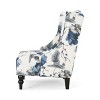PAGED Modern Accent Chair, Club Chair with High Back and Wooden Legs, Print Single Sofa Chair for Bedroom, Living Room Furniture, Beige+Blue Flower - 3 of 4