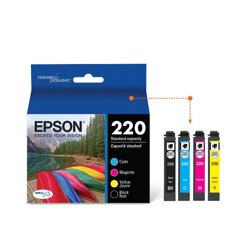 Epson 220 Single, 2pk, 3pk & 4pk Ink Cartridges - Black, Yellow, Magenta, Cyan, Multicolor, 3 of 10