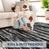 Washable Modern Striped  Abstract Rug Non Slip Low Pile Rug Soft Contemporary Throw Floor Cover Foldable Indoor Carpet for Living Room Bedroom - 4 of 4
