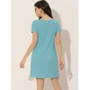 cheibear Women's U Neck Short Sleeve Lounge Dress Pajama Nightgown - 3 of 4