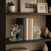 Glass Elephant Bookends - Book Holder for Shelves, Decorative Shelf Organizer for Home & Office Decor - Elegant Clear Glass Book Ends Set - Crystal - 2 of 4