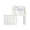 Okak Vanity Desk with Mirror Makeup Vanity with LED,Modern Extendable Side Table Ample Storage Dresser with 8 Drawers for Bedroom, White - 4 of 4