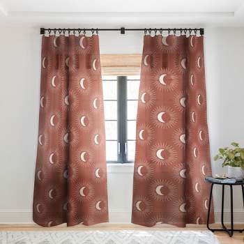 Avenie Nightglow Rust Single Panel Sheer Window Curtain - Deny Designs