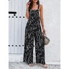 Women's Square Neck Overalls Printed Jumpsuit Loose Fit Wide Leg Jumpsuit With Pockets - 4 of 4