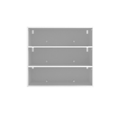 Vynxaria White Glass Door Shoe Display Cabinet with Sliding Storage