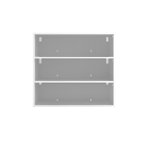 Vynxaria White Glass Door Shoe Display Cabinet with Sliding Storage - 1 of 4