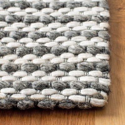 Ivory and Charcoal Flat Woven Wool Runner Rug