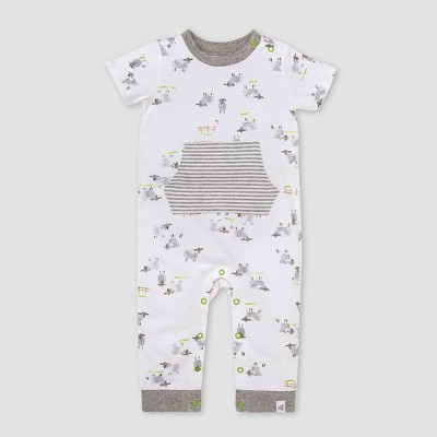 Burt's Bees Baby® 'Neutral Herd It First' Jumpsuit - Heathered Gray 0-3M
