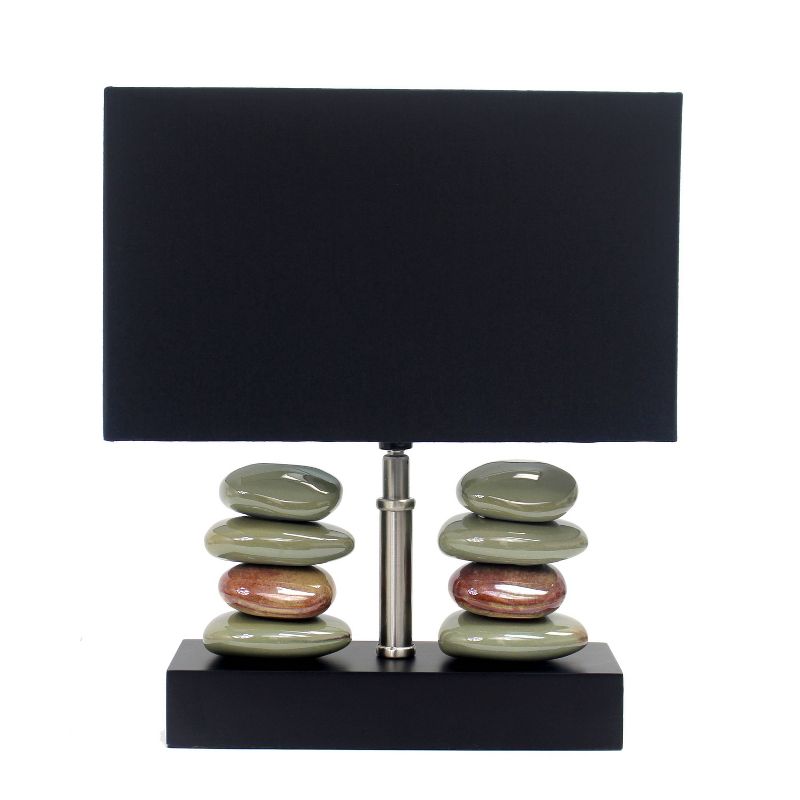 Rectangular Dual Stacked Stone Ceramic Table Lamp with Shade Black - Elegant Designs, 1 of 7