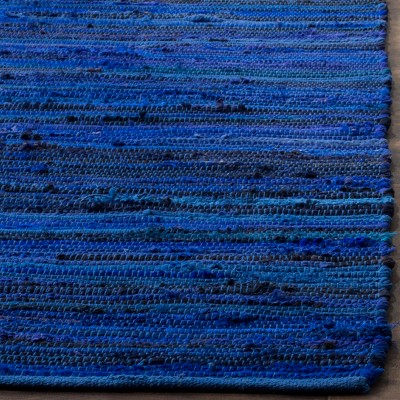 Blue Multi Handwoven Wool Cotton Stripe Runner Rug