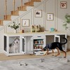 90 Inch Large Dog Crate Furniture, Double Dog Crate with Feeding Station & Storage, Heavy Duty Dog Kennel Furniture for 2 Dogs - 2 of 4