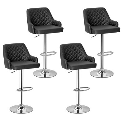 VECELO Bar Stools Set of 2/4, Modern PU Leather Bar Stools with Back Adjustable & Swivel for Kitchen Counter Island