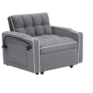 Airsurfer Versatile Foldable Velvet Sofa Bed, 3 Lengths Adjustable, with USB Port, Ashtray & Swivel Phone Stand - 1 of 4