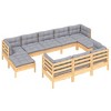 vidaXL Solid Pinewood Patio Lounge Set 10 Piece with Cushions Multi Colors - Brown and Gray - 3 of 4