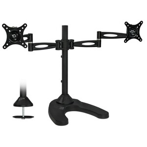 Mount-It! Free Standing Dual Monitor Stand | Double Arm Desk Mount Fits Two 21 24 27 Inch Computer Screens | 2 Heavy Duty Full Motion Adjustable Arms - 1 of 4