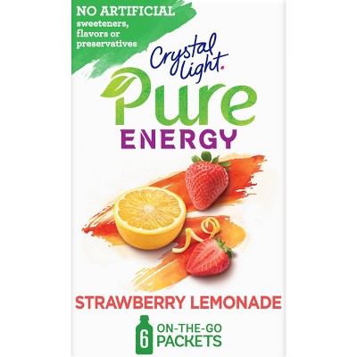 Crystal Light Pure Strawberry Lemonade Energy Mix - 6pk/1.8oz