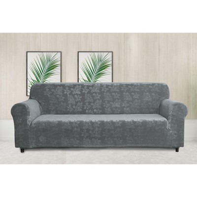J&V TEXTILES Rich Floral Pattern Velvet Stretch Chair Cover Chair Slipcover Sofa Cover Furniture Protector Couch Soft with Elastic Bottom