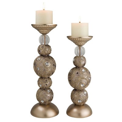 Ok Lighting Golden Swirl Candleholder Set