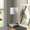 Hudson and Canal 22" Tall Table Lamp with Fabric Shade Blackened Bronze/White: Industrial Design, Polyester Drum Shade - 3 of 4
