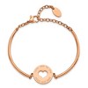 Chisel Stainless Steel Polished Rose IP-plated Cut out LOVE YOU TO THE MOON AND BACK Heart Bangle Bracelet - 2 of 3