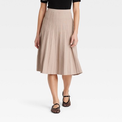 Women's Pleated Midi Sweater Skirt - A New Day™