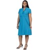 24seven Comfort Apparel Plus Size Short Sleeve Knee Length V Neck Rouched Wrap Dress - 4 of 4