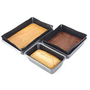 Juvale Set Of 3 Nonstick Cookie Sheets For Baking, Bakeware Pans With  Silicone Rubber Handles, 10x14 Inches : Target