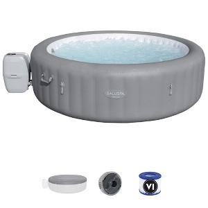 Bestway SaluSpa Grenada AirJet 6 to 8 Person Inflatable Hot Tub Round Portable Outdoor Spa with 190 Soothing AirJets and Cover, Gray - 1 of 4