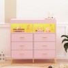 Changing Table Dresser – Multi-Functional Baby Nursery Dresser with LED Lights & Power Outlet (6 Drawers + 2 Shelves) - 2 of 4