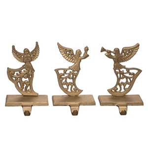 Transpac Cast Iron Angel Stocking Holder Set of 3 Christmas Home Decorations - 1 of 3