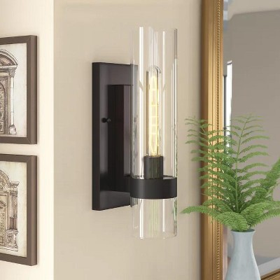 Black Cylinder Glass Wall Sconce with Matte Finish