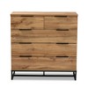 Baxton Studio Franklin Wood and Metal 5 Drawer Bedroom Chest Oak/Black: Vertical Storage, Modern Design - 3 of 4