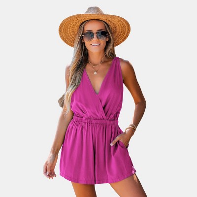 Women's Black Sleeveless Cover-Up Romper -Cupshe