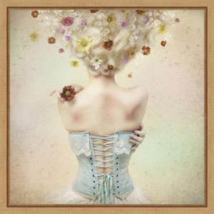 Amanti Art Girl of the flower garden by Kiyo Murakami Canvas Wall Art Print Framed 16-in. x 16-in. - 1 of 4