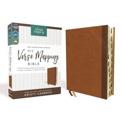 Niv, Verse Mapping Bible, Leathersoft, Brown, Thumb Indexed, Comfort Print - by  Zondervan (Leather Bound)