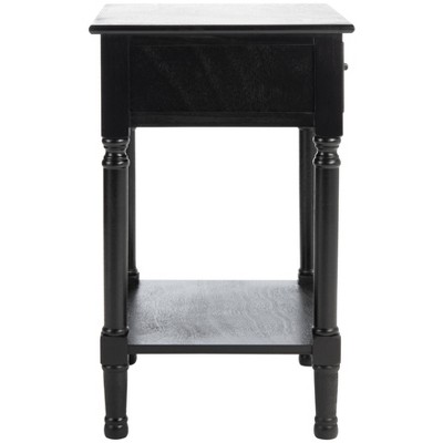 Black Wood Rectangular Accent Table with Storage Drawer