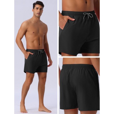 INSPIRE CHIC Men's Drawstring Waist Side Pockets Mesh Lining Beach Swim Trunks Black 32 — фото 5