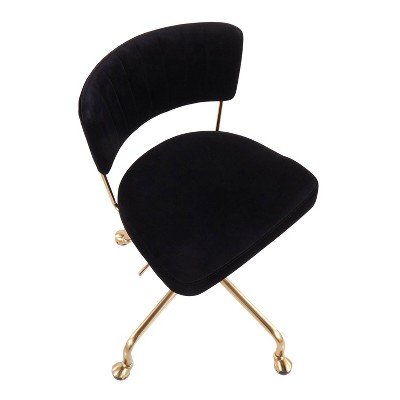 Tania Contemporary Black Velvet 28.5" Swivel Task Chair