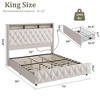 Queen Bed Frame with 50.8" Tall Headboard, Platform Velvet Upholstered Bed Frame with 4 Storage Drawers - 2 of 4