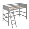 Loft Bed With Ladder,  Twin Size Bed Frame, Wooden Slat Support , Solid Wood , Loft Bed Bedroom Furniture No Spring Box Needed - 2 of 4