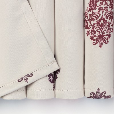 Ruby Damask Blackout Polyester Window Curtain Panels, 52" x 63"
