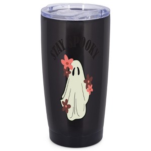 Elanze Designs Stay Spooky Flower Ghost�Halloween Wrap-Around Design 20 Ounce Stainless Steel On-The-Go Coffee Mug, Thermal Travel Tumbler with Leak - 1 of 4