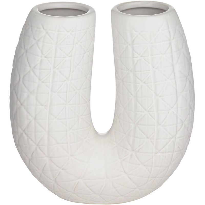Studio 55D Albuquerque Matte White 9 3/4" High U-Shaped Decorative Vase, 1 of 10
