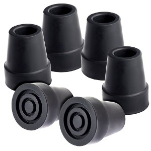 WellBrite 6 Pack Black Replacement Rubber Cane Tips for Canes and Walkers, 0.75 in - 1 of 4
