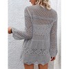Women's Crochet Cardigan Long Sleeve Tie Front Hollow Out Thin Cardigan - 3 of 3
